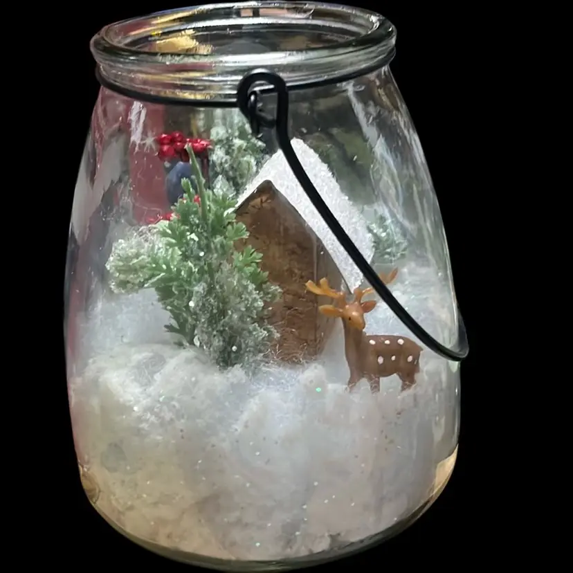 deer scene Jar Country Snow Scene