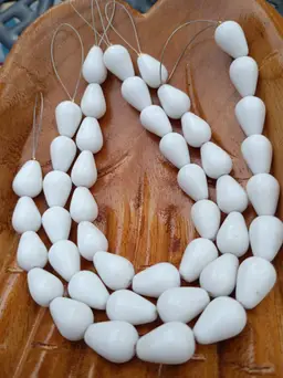 45 Count Vintage Teardrop Milk Glass Beads
