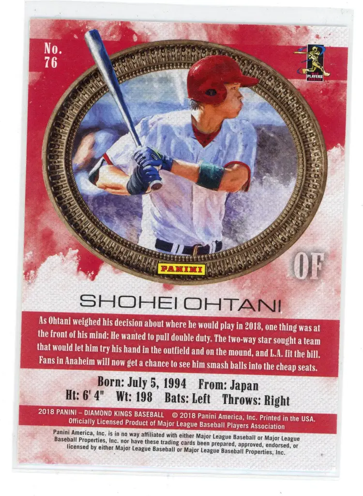 2018 Diamond Kings SHOHEI OHTANI RC #73 Dodgers