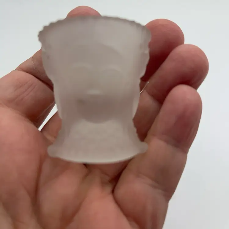 George Duncan Three Faces Satin Open Salt, Original Antique Glass EAPG 1 5/8"