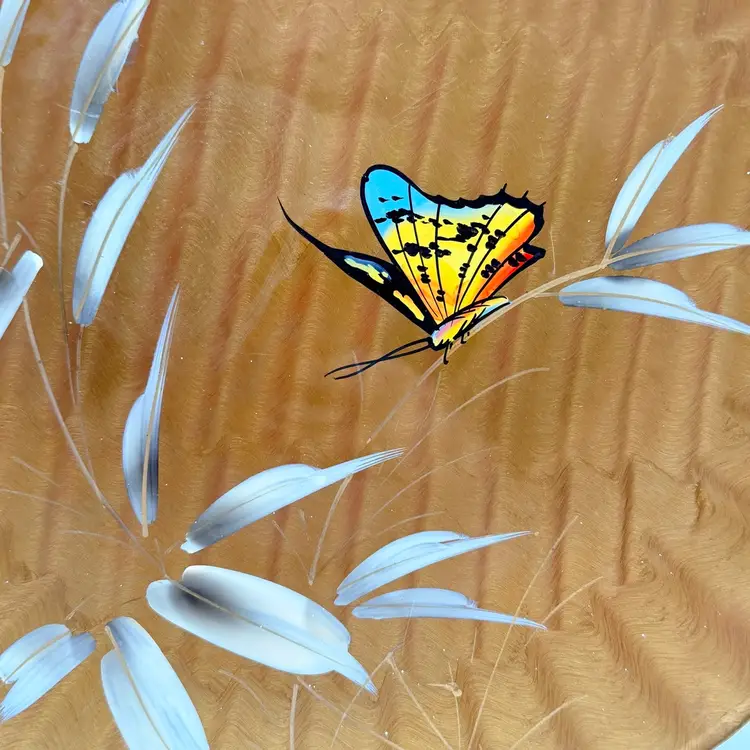 Gold Lacquered Butterfly In Leaf Decorative Bowl