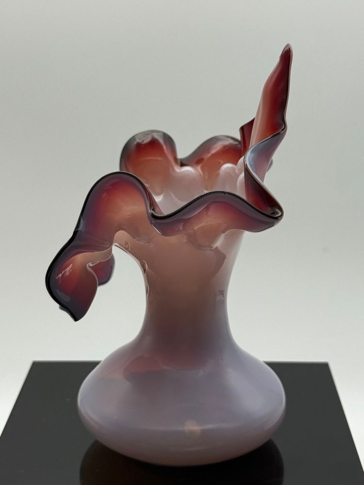 Victorian Art Glass Lavender and Ox Blood Jack In The Pulpit Vase