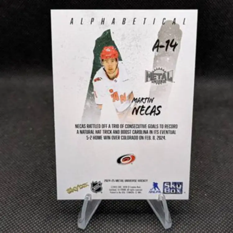 Martin Necas 2024-25 SkyBox Metal Universe Alphabetical #A-14 - Carolina Hurricanes