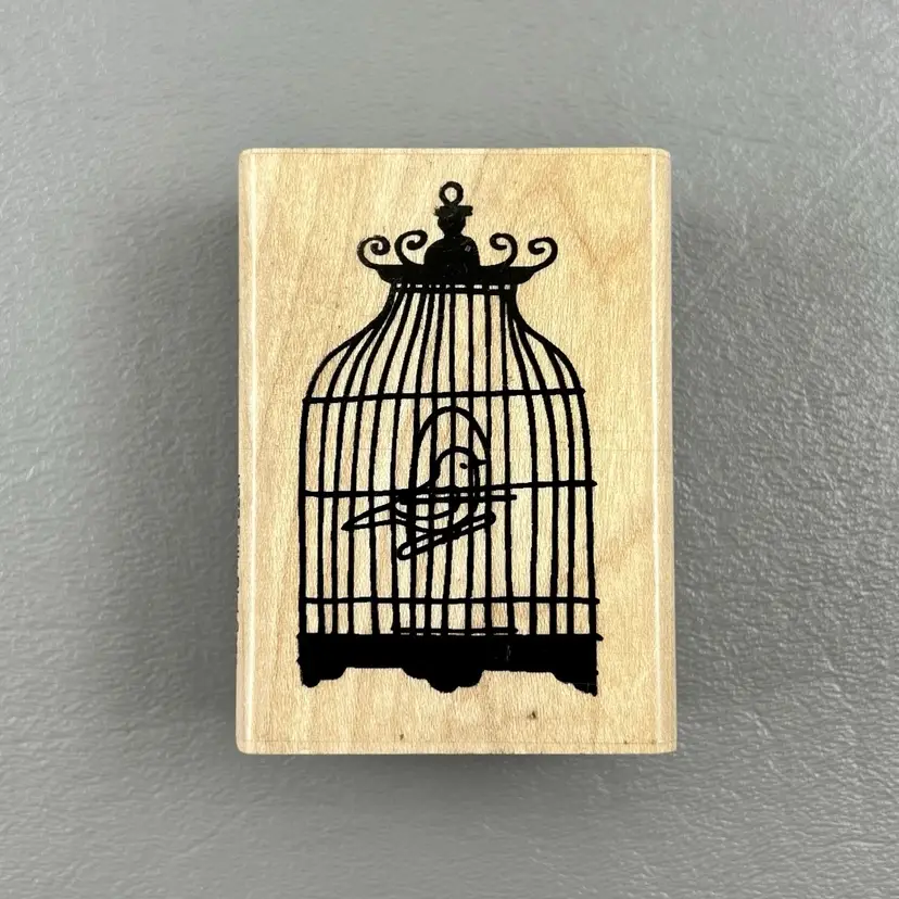 Stampendous H272 Frilly Bird Cage 1.75”x2.5” Wood Mounted Rubber Stamp 2010