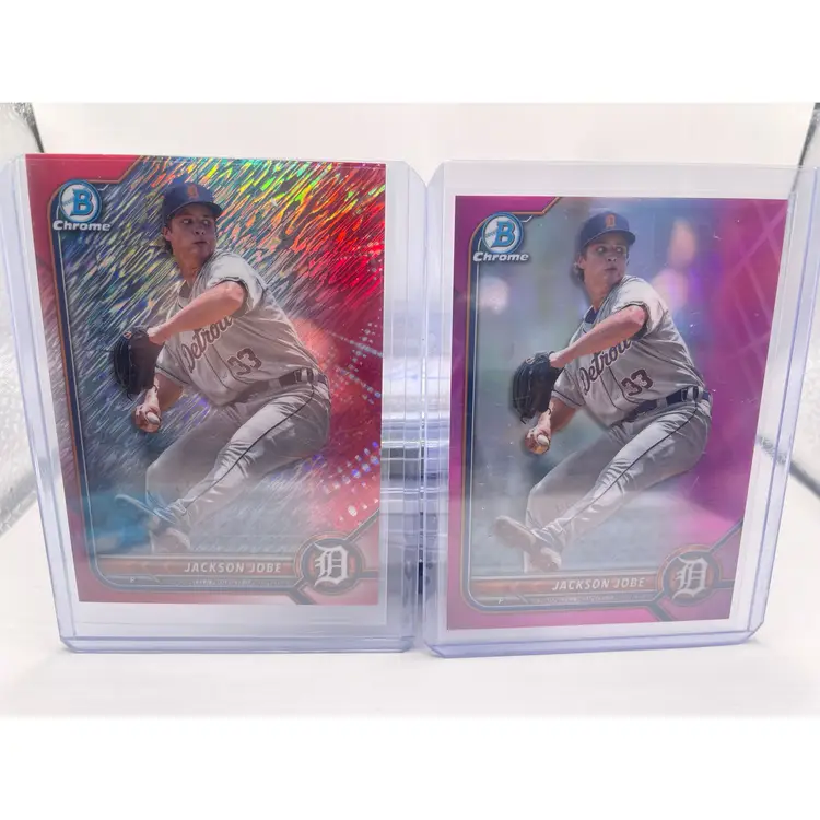 Jackson Jobe Detroit Tigers 2022 Bowman Draft Red and Purple
