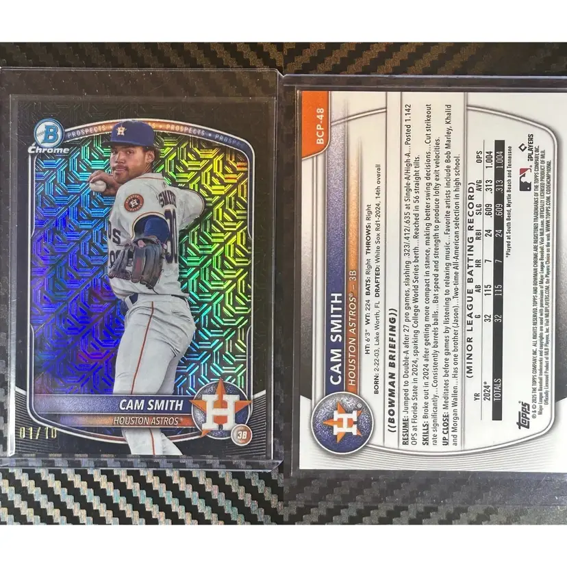 2025 Bowman Chrome Prospects Mojo Black Refractor Cam Smith #BCP-48 Houston Astros 1/10