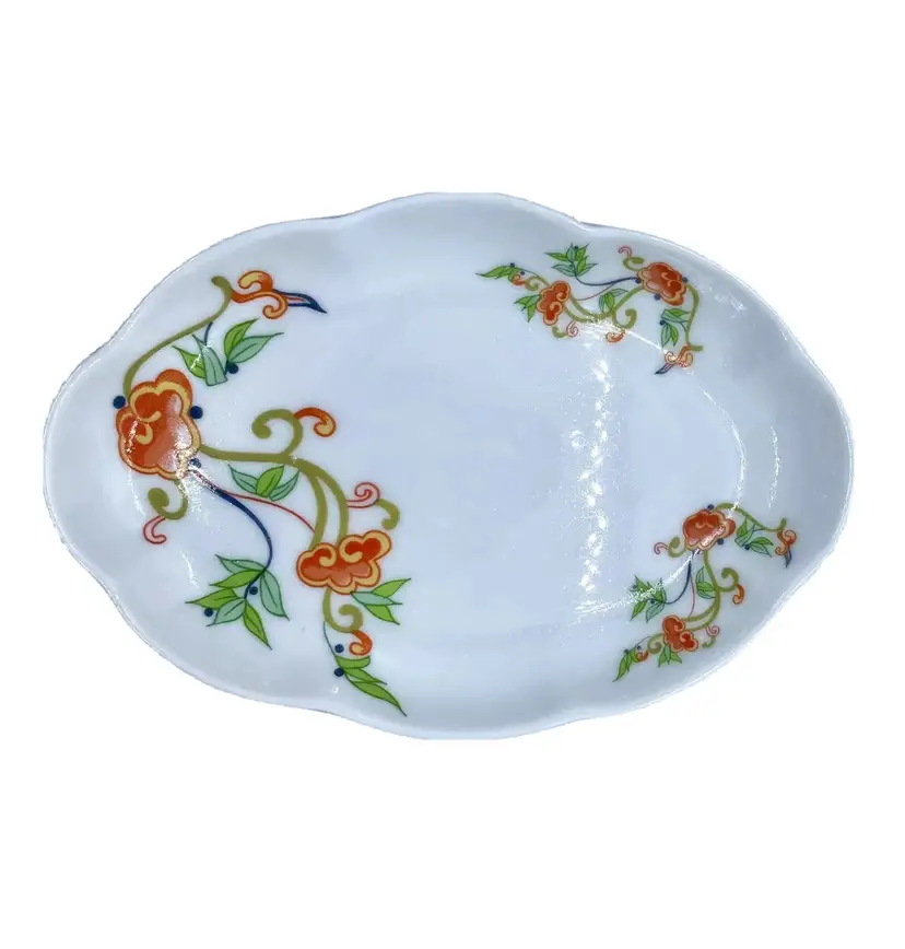 Floral Design Trinket Candy Nut Dish Tray 6-5/8" Gold Accents Marked Limoges France