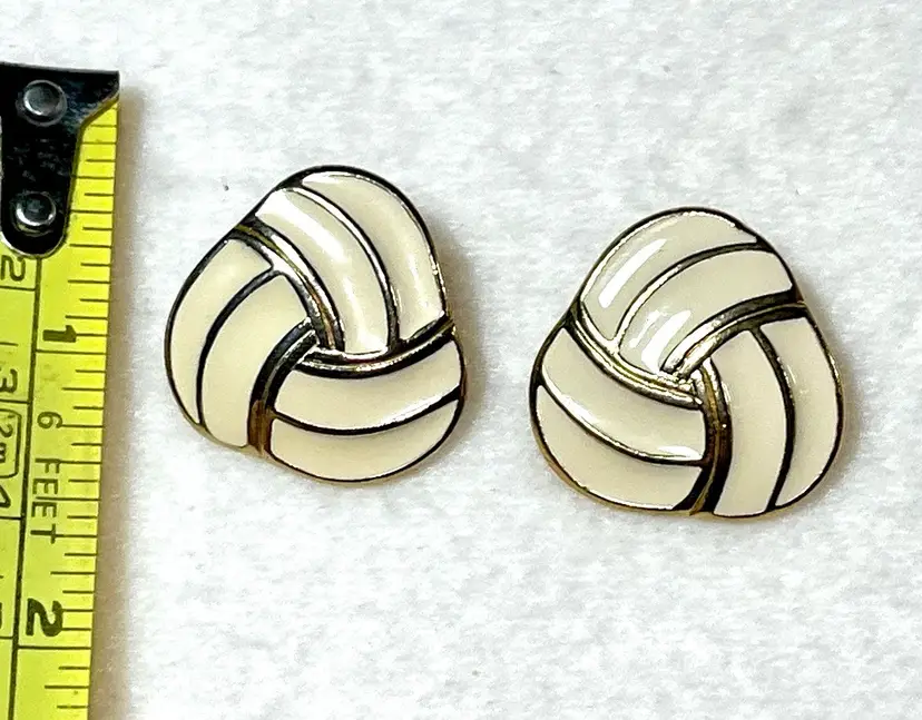 Vintage Trifari Emamel Gold Tone Pierced Earrings
