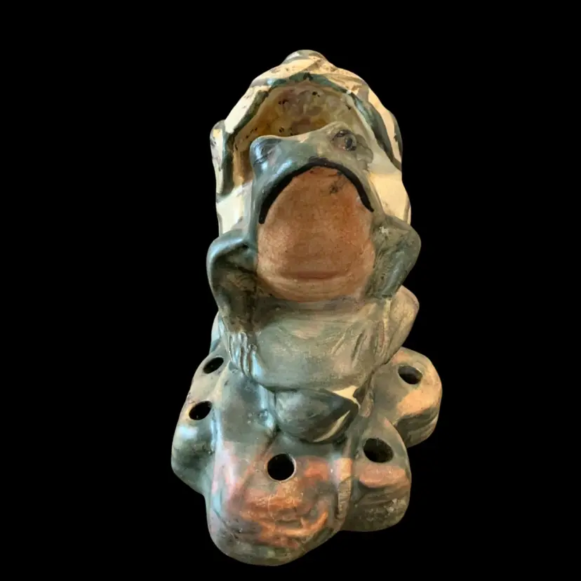 Antique Seller Pottery Flower Frog from their “Muscota “ Line 5” x 5”
