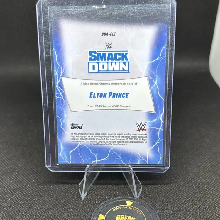 Elton Prince 2025 Topps Chrome WWE Smack down Blue Brand Auto Geometric Refractor