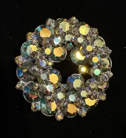 Juliana Blue Aurora Borealis 2 Tier Circle Brooch