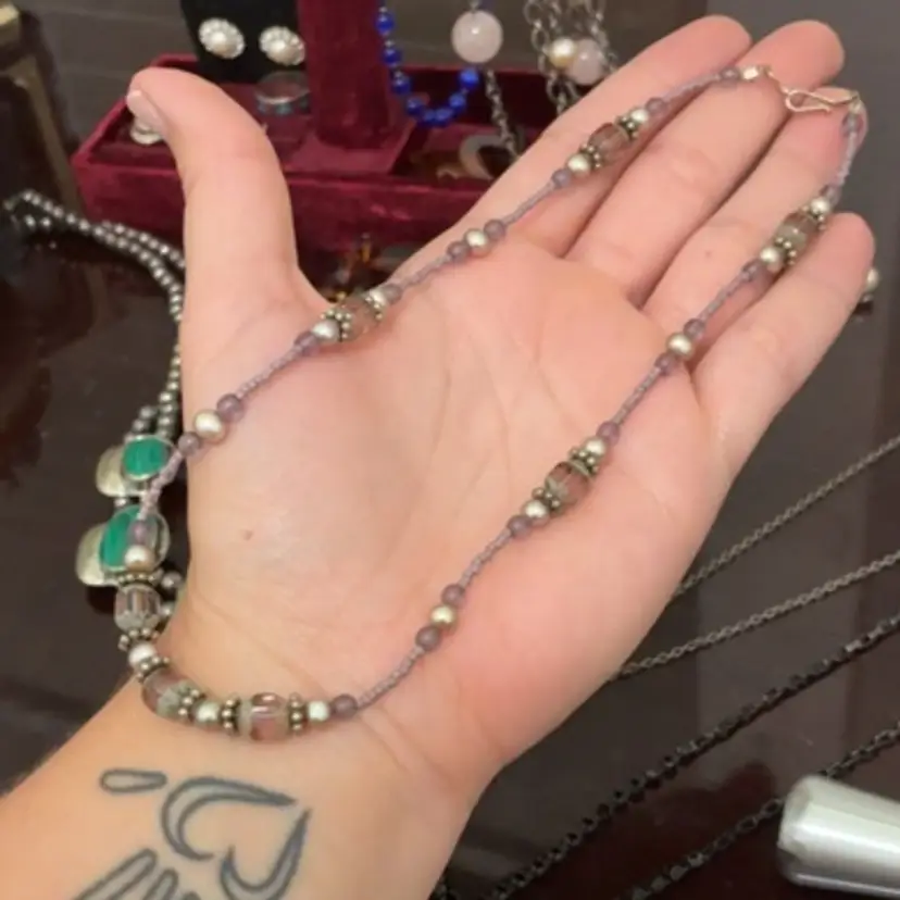 Lavender Beaded Vintage Necklace