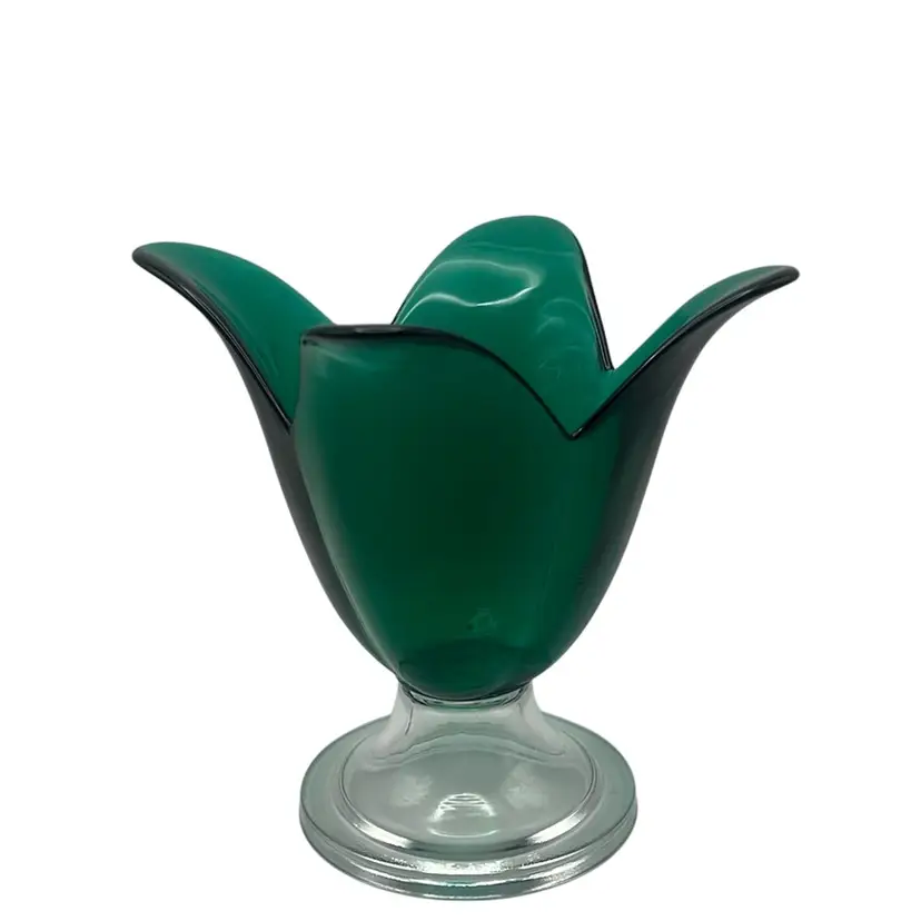 Studio Nova Green Glass Tulip Vase, 7” Tall