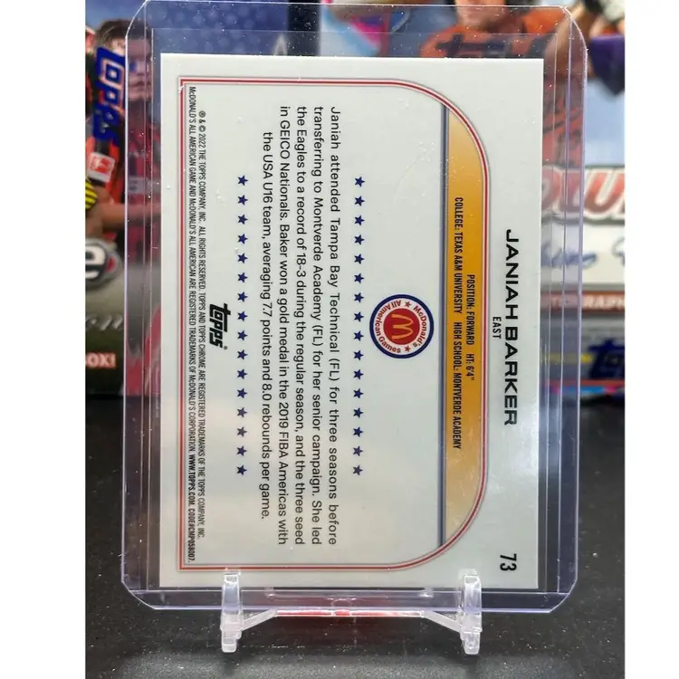 Janiah Barker 2022-23 Topps Chrome Ray Wave McDonald’s Basketball Card