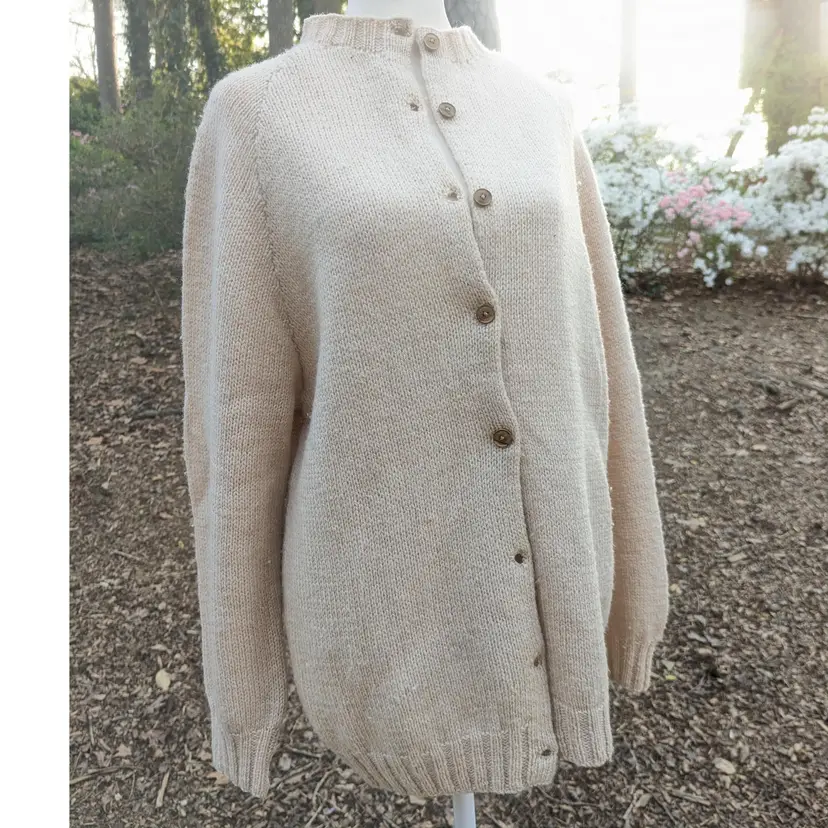 Vintage 1950's Hand Knit Wool Blend Cardigan Sweater