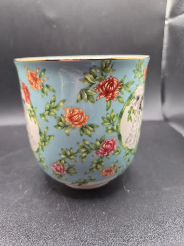 Anthropologie Lisa Kota Initial A Llama Mug With Gold Handle Floral Design
