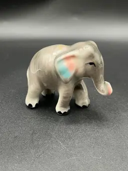#33 Small Japanese Grey Hand Painted Ceramic Elephant 🐘 3”