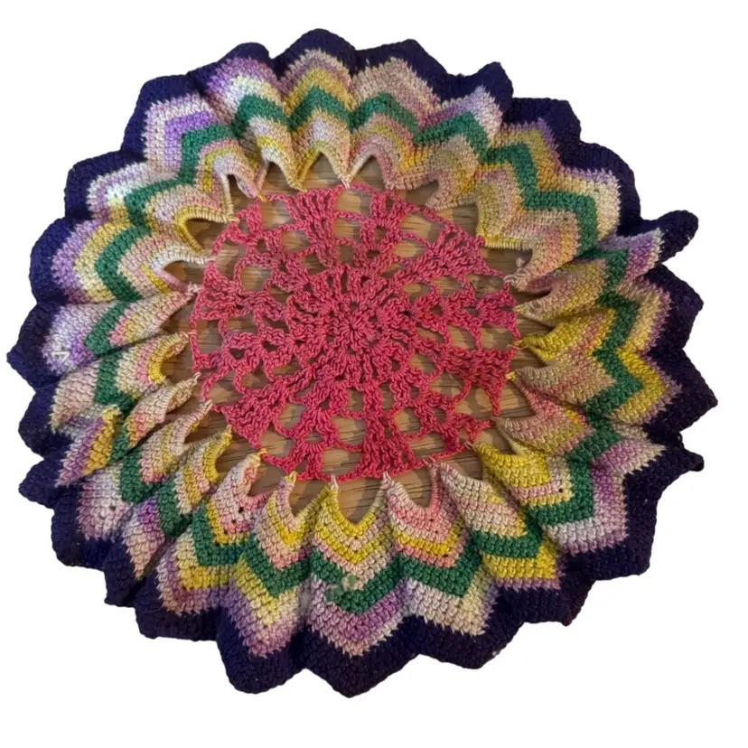 Beautiful Handmade Doily Very Colorful  