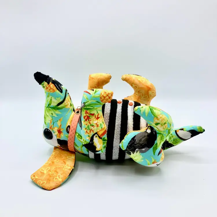 Belly Up Pup Handmade Plushie Dog "Avery" Colorful and Silly