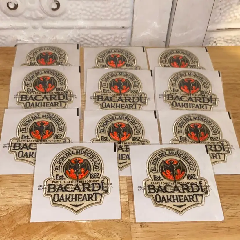 Lot Of 10 Bacardi Oakheart El Ron De Murcielago Est. 1862 Patches, New, See Pictures & Description