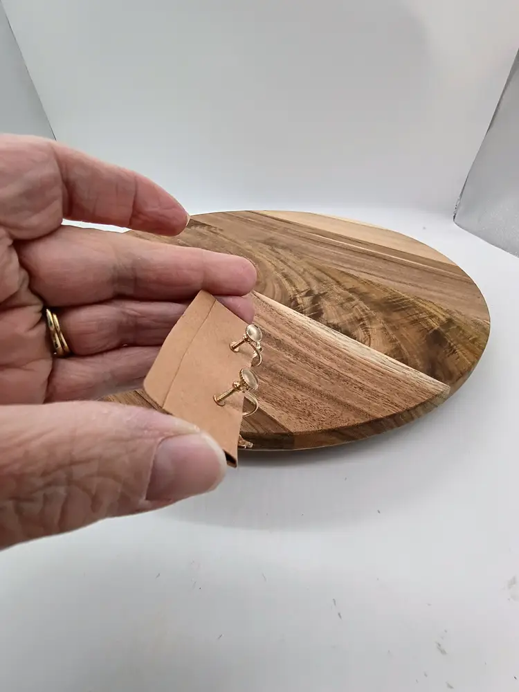 Vintage Gold Tone Iris Flower with Black Enamel  Screw Back Earrings.