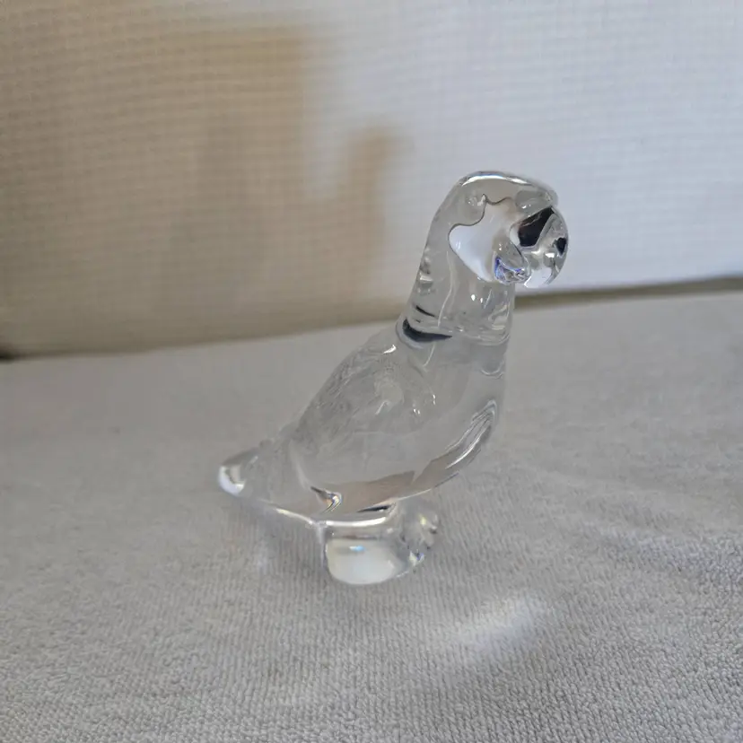 Baccarat Clear Crystal Parrot Paperweight-Figurine
