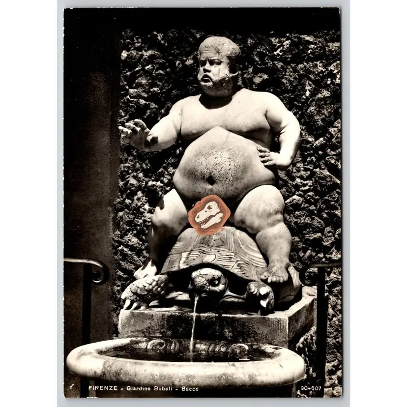 Postcard RPPC Bacchino's Fountain Boboli Gardens in Florence Italy Renaissance
