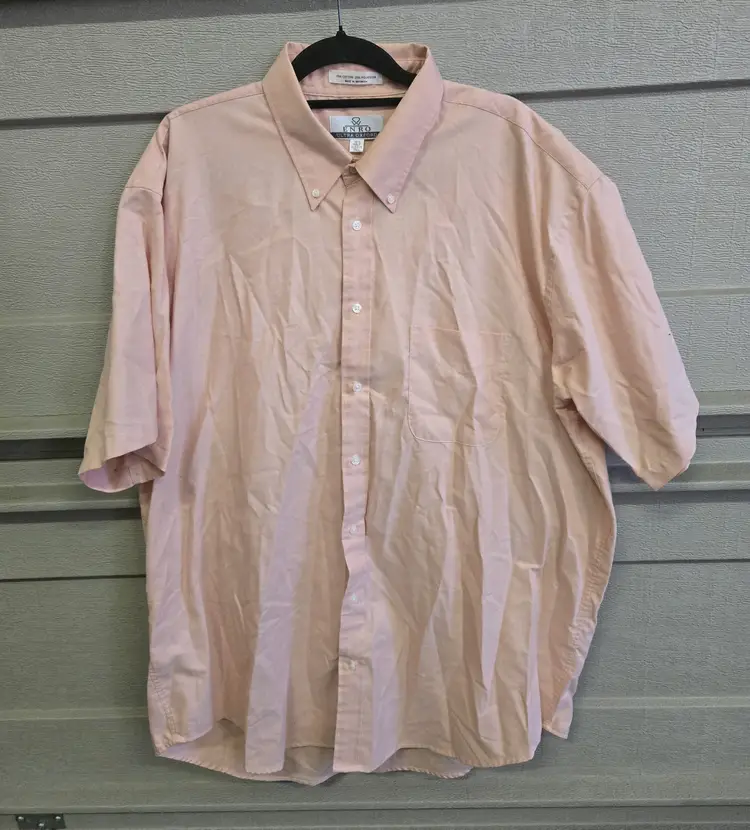 ENRO Ultra Oxford Men's Button Down Short Sleeve Shirt Size 18 1/2