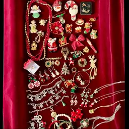 Large Lot 55 Piece Vintage Christmas Costume Jewelry Holiday Reseller Collection