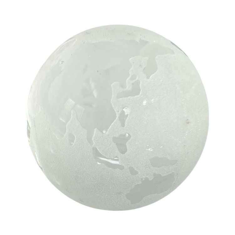 Frosted And Clear Glass World Orb Art Glass Paperweight