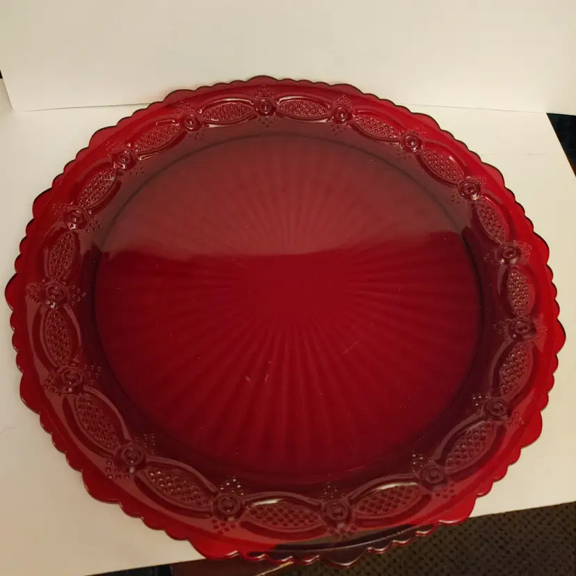 Avon Ruby Red Plate. 11 inch diameter. No chips or cracks.