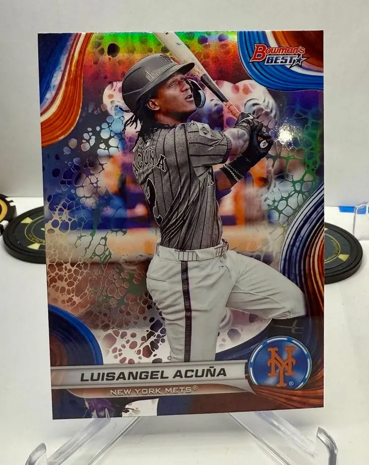Luisangel Acuna New York Mets 3 Card Baseball Lot - 2024 Bowman's Best Refractor # TP-13 - 2025 Topps Heritage Rookie RC x2