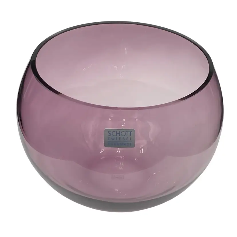 Rare Schott Zwiesel (Germany) Handmade Glass Bowl, Purple, Original Sticker/MINT