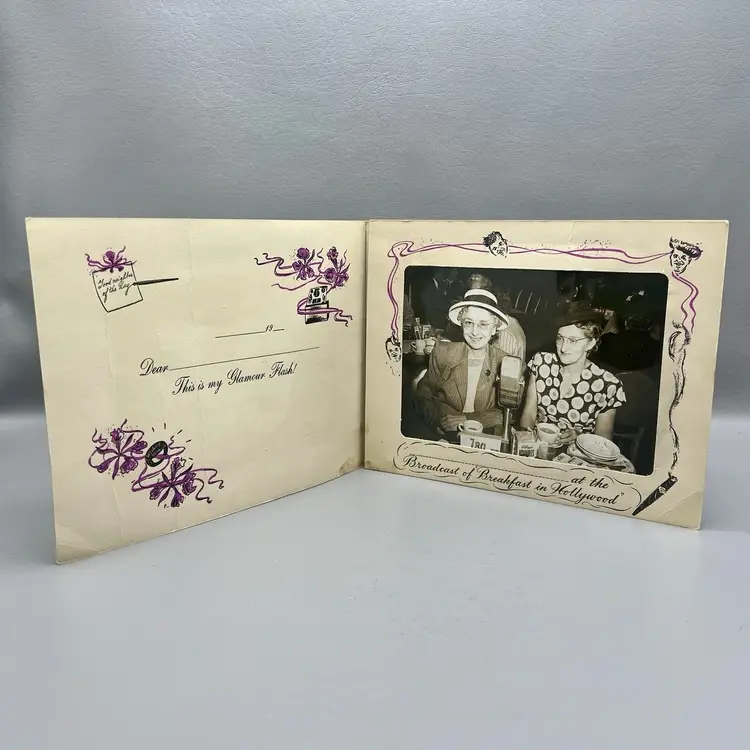 Vintage Photo Two Women Tom Breneman's Breakfast In Hollywood Paper Frame