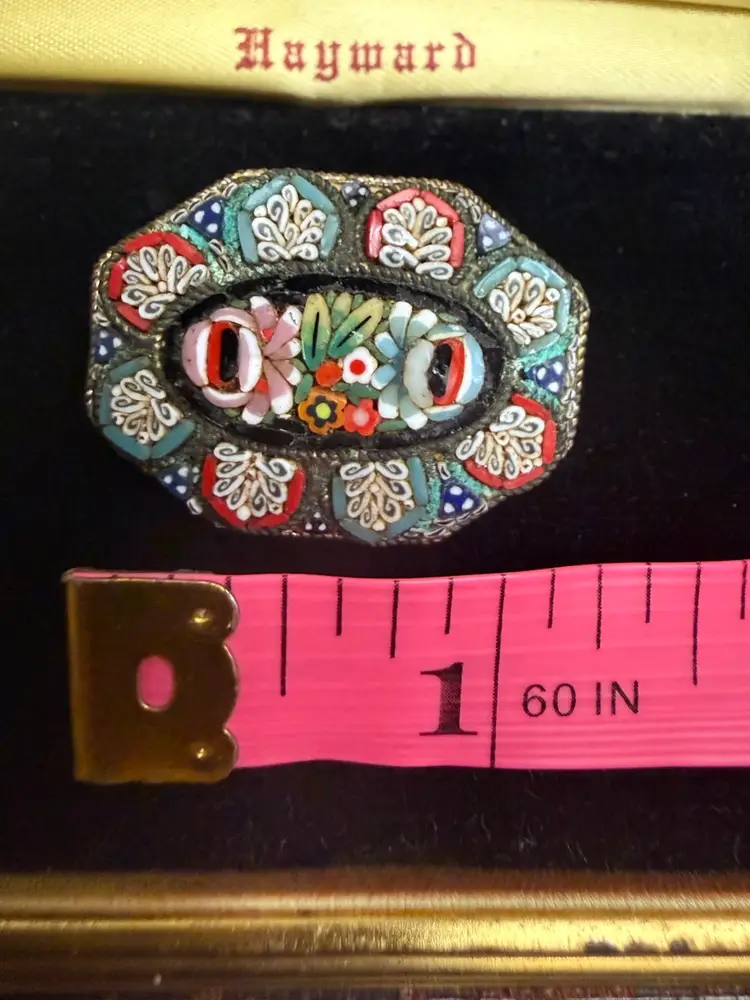 Micro Mosaic Brooch- Beautiful Vintage Floral Design