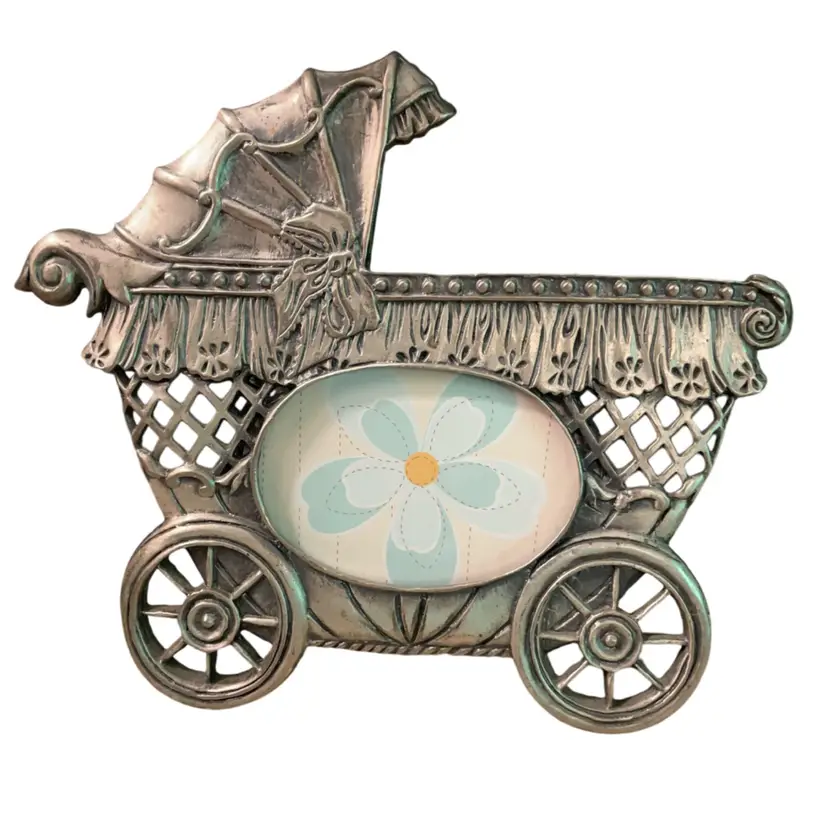 VTG 1997 Linco Pewter Baby Carriage Picture Frame