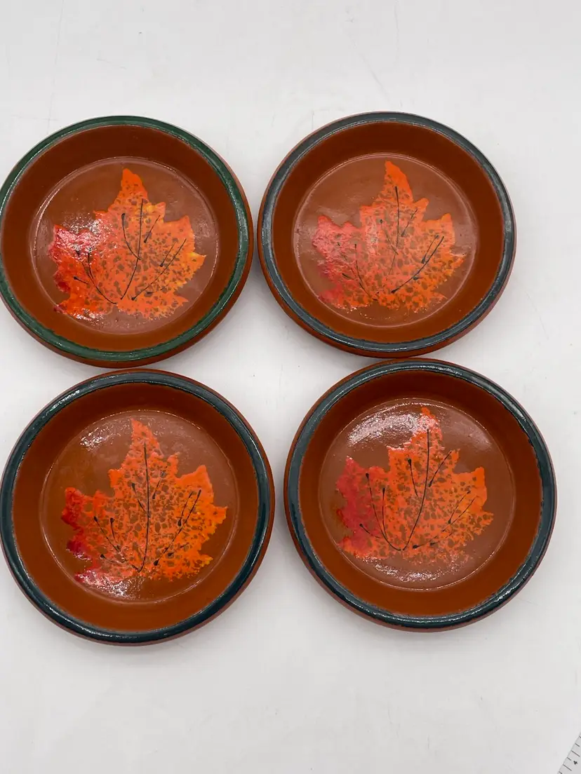 Lot Of 4 Autumn Leaf Coasters