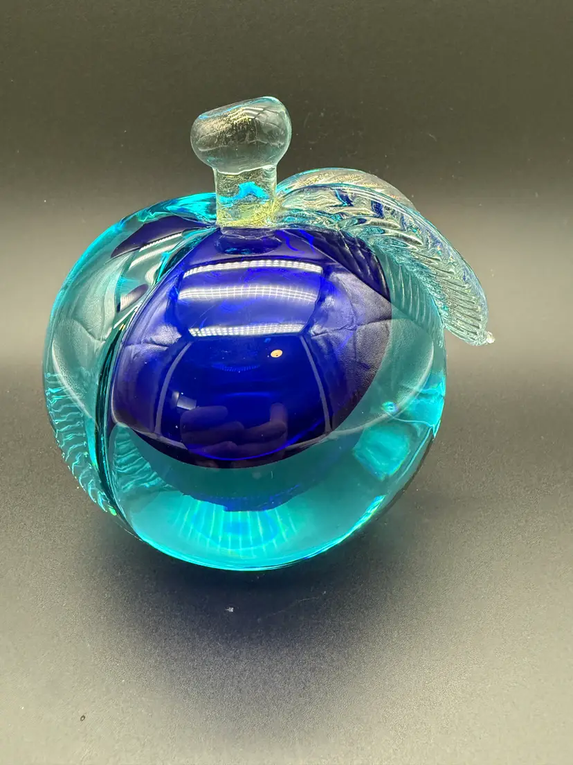 Murano Sommerso Apple Paperweight with UV Glow