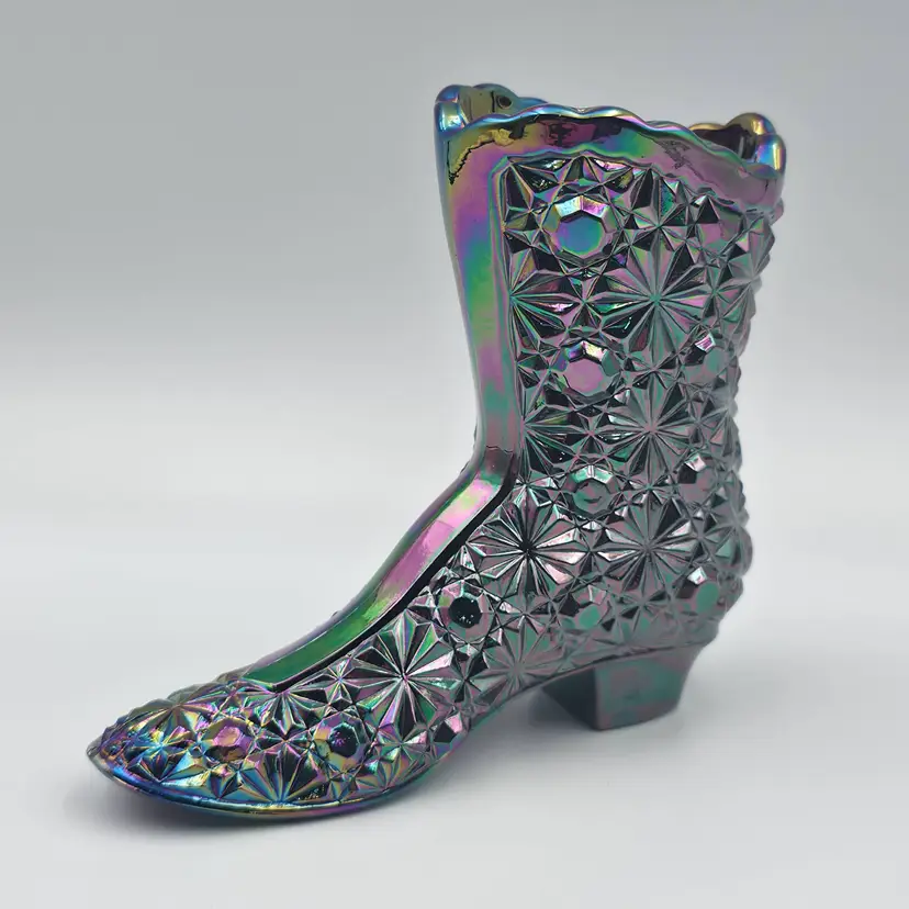 Fenton Daisy Button Boot Amethyst Carnival Glass