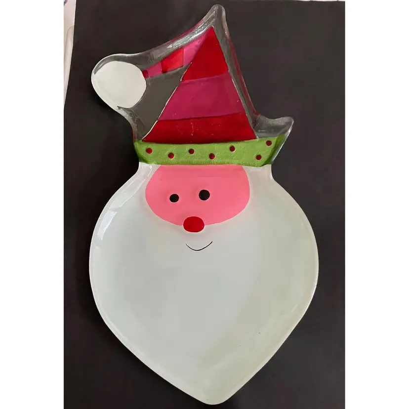 Glass Santa Claus Face Head Handblown Designed by Lori Siebert for Silvestri glass