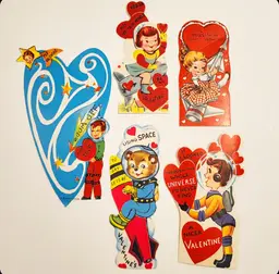 Vintage Space Valentine Card Lot of 5