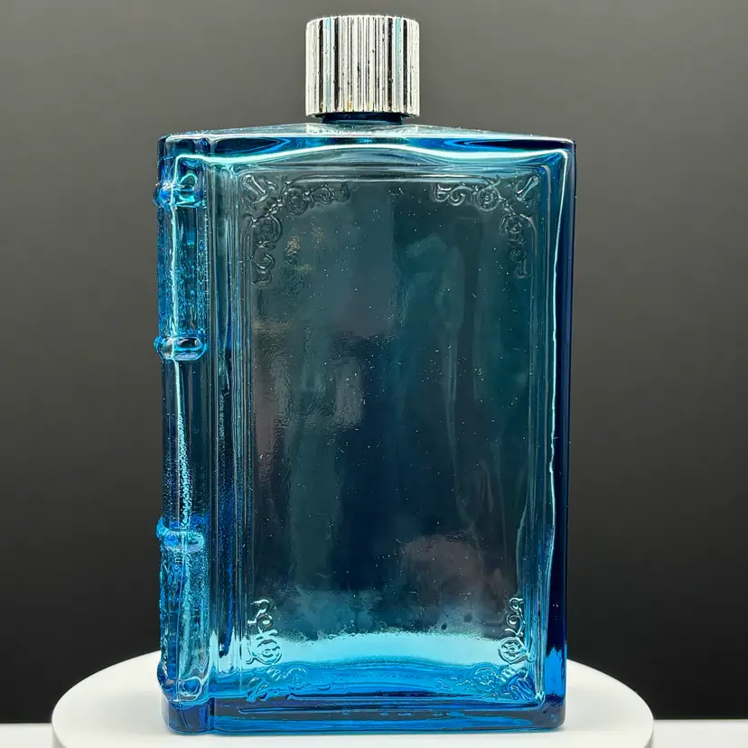 Avon Classics Blue Glass Book Decanter Bottle | Vintage | *GLOWS*