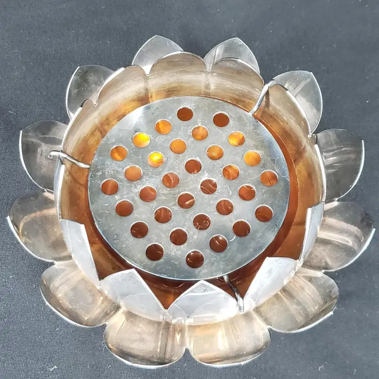 Reed & Barton Silver-Plated Water Lily Lotus Bowl & Under Plate & Flower Frog