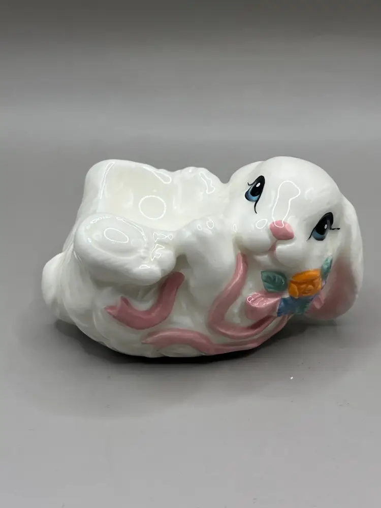 Ceramic Bunny Egg Holders Made In Taiwan Pink And Blue Easter