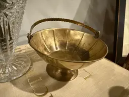 Scalloped Brass Pedestal Bowl