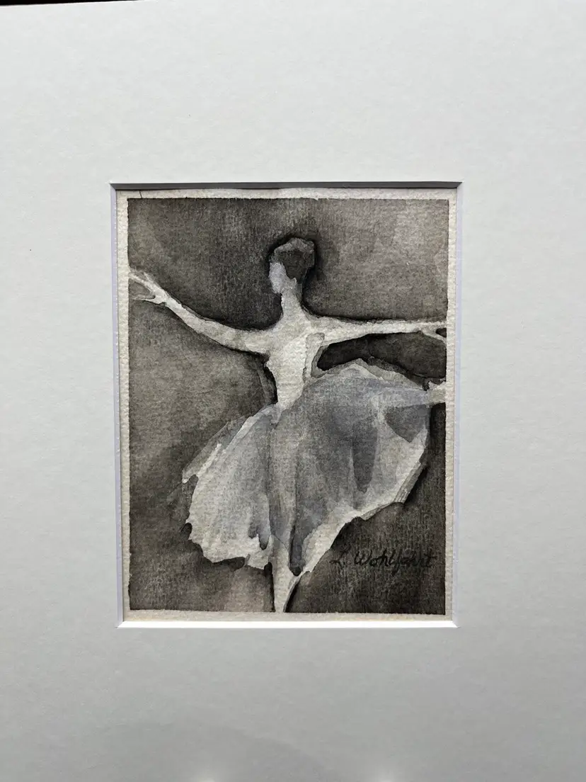 “Prima” Black & White Monochrome Abstract Watercolor Painting By Lynda S Wohlfahrt