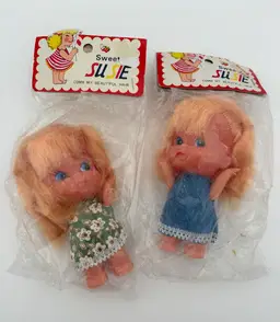 Vintage Sweet Susie 4 1/2” Dolls Lot of 2 New Old Stock Dime Store Dolls