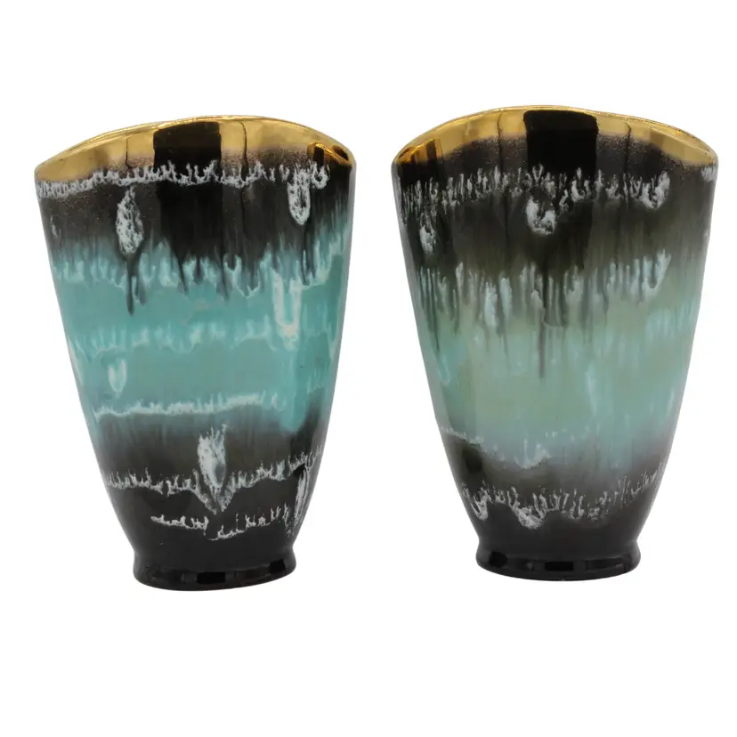 Vintage Carstens-Tönnieshof Cannes Fish Mouth Vase Hand Painted Ceramic Pottery