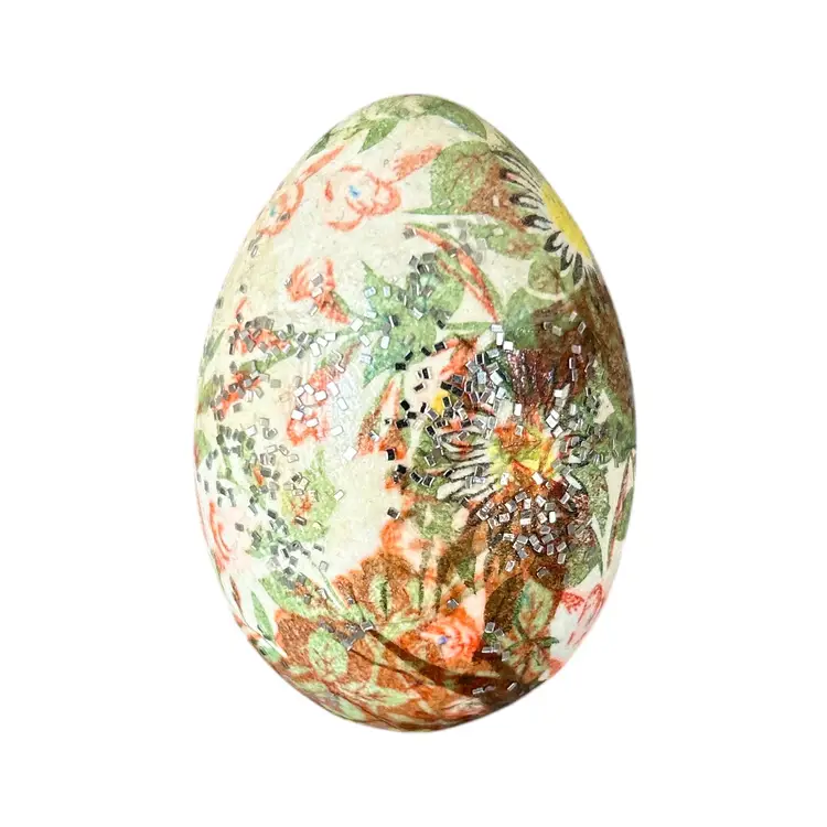 Hand Crafted Decoupage Egg Figurine