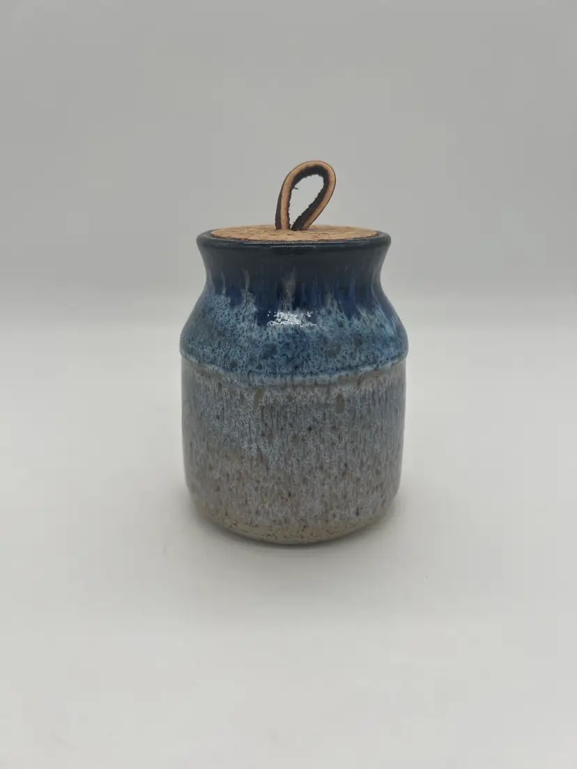 2007 Wizard Of Clay Studio Pottery Spice Stash Jar Blue